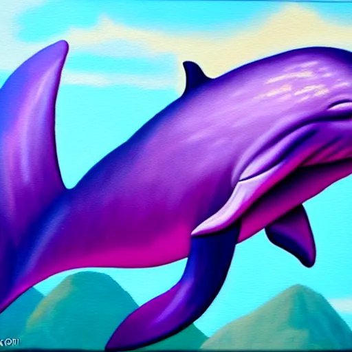 Image similar to epic professional oil painting of a purple dolphin, epic, stunning, gorgeous, intricate detail, much wow, 4K, masterpiece