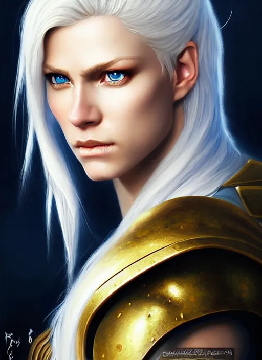 Image similar to a _ fantasy _ style _ portrait _ painting _ of white female paladin with blonde hair and blue eyes, scar under left eye, holy oil _ painting _ unreal _ 5 _ daz. _ rpg _ portrait _ extremely _ detailed _ artgerm _ greg _ rutkowski _ greg