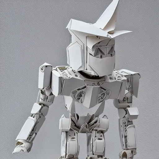 Image similar to an origami robot, incredibly detailed, textured paper, beautiful paper sculpture, akira yoshizawa