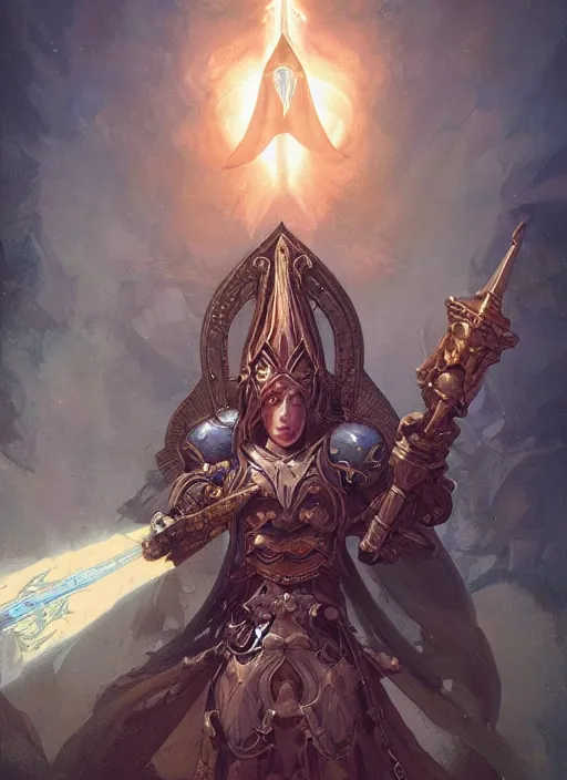 Image similar to hyper realistic photography portrait of medieval religious occult space paladin amazon cinematic, brom, moebius, peter mohrbacher, james gurney, greg rutkowski comic cover