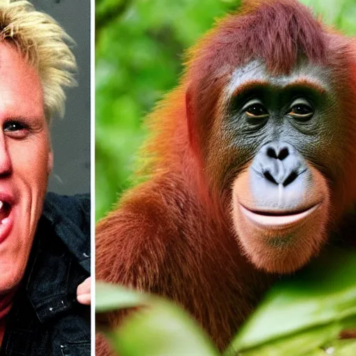 Prompt: gary busey as an orangutan