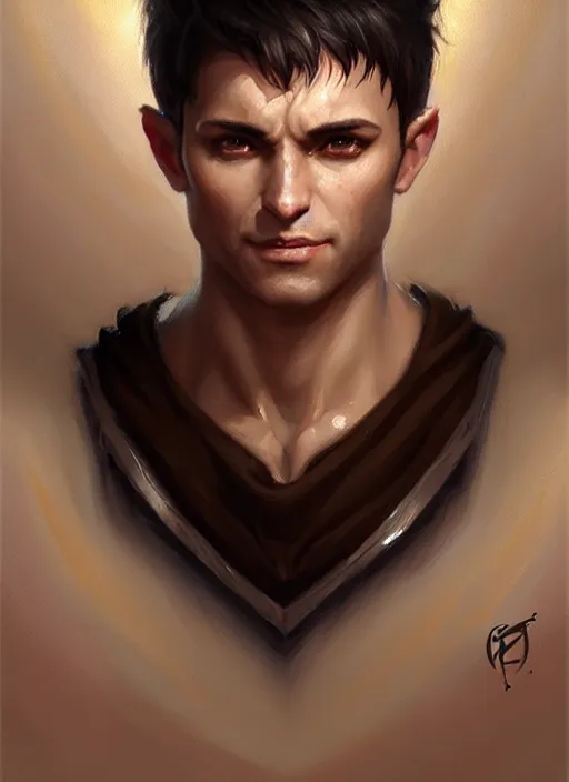 Prompt: a _ fantasy _ style _ portrait _ painting _ of light brown argentinian male short black hair defined chiseled facial features face big ears, rpg dnd oil _ painting _ unreal _ 5 _ daz. _ rpg _ portrait _ extremely _ detailed _ artgerm _ greg _ rutkowski _ greg