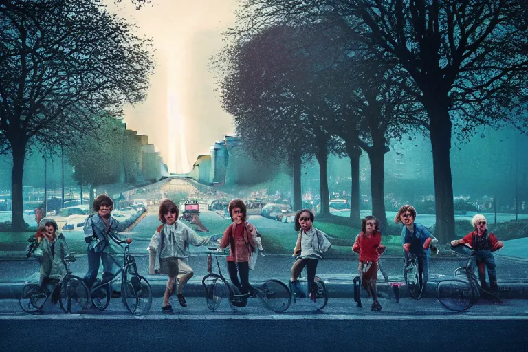 Image similar to Paris cityscape in the Upside Down Stranger Things style