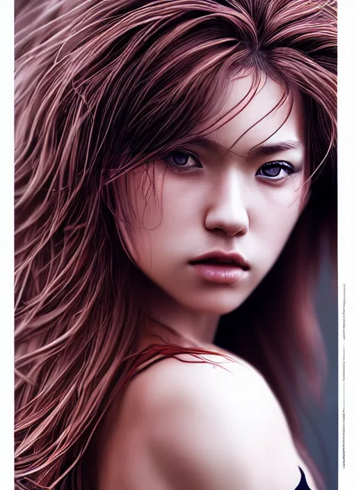 Image similar to photo of a gorgeous female with messy hair in the style of stefan kostic, realistic, body shot, sharp focus, 8 k high definition, insanely detailed, intricate, elegant, art by stanley lau and artgerm, cherry blossoms