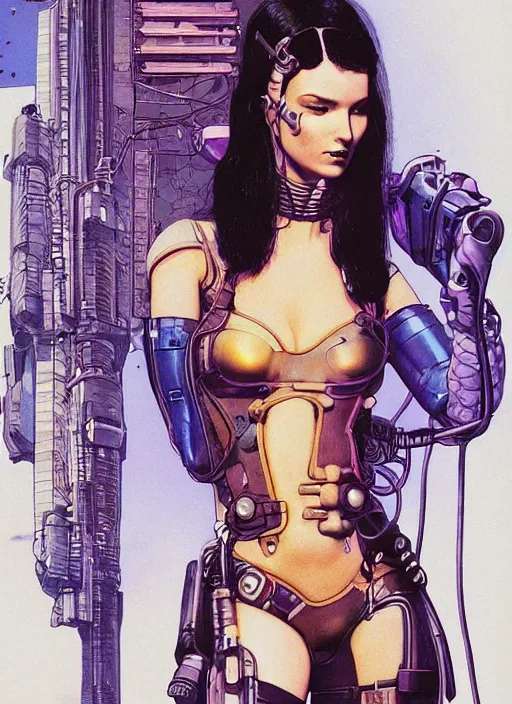 Prompt: cyberpunk goddess of ai in tactical harness and jumpsuit. portrait by stonehouse and mœbius and will eisner and gil elvgren and pixar. realistic proportions. dystopian. cyberpunk 2 0 7 7, apex, blade runner 2 0 4 9 concept art. cel shading. attractive face. thick lines.