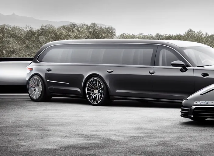 Prompt: a hearse designed by Porsche