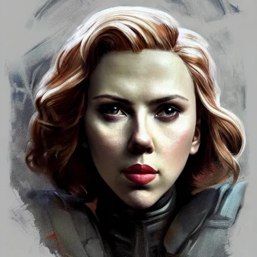 Image similar to portrait of scarlett johansson as an evil golem, colourised, face portrait, epic, tragic, military art, fantasy, dieselpunk, hd shot, digital portrait, beautiful, artstation, comic style, by artgerm, guy denning, jakub rozalski, magali villeneuve and charlie bowater