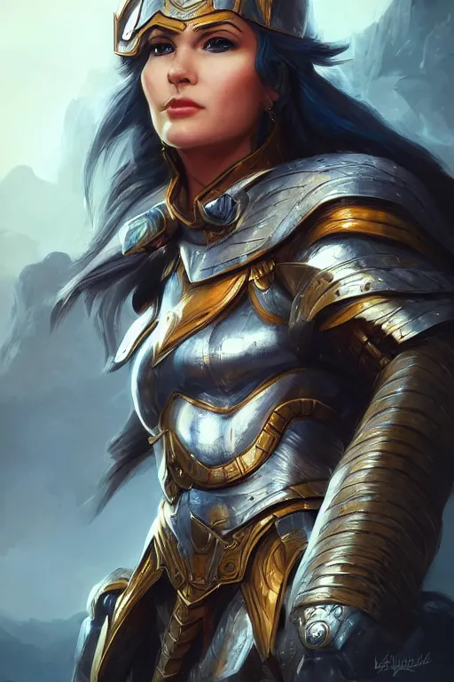 Image similar to amazon valkyrie athena, d & d, fantasy, portrait, highly detailed, headshot, digital painting, trending on artstation, concept art, sharp focus, illustration, art by artgerm and greg rutkowski and magali villeneuve