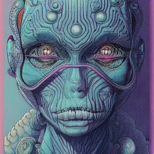Prompt: original jean giraud digital art painting, pastel goth aesthetic, kawaii creepy, highly detailed, perfect proportions, highly intricate