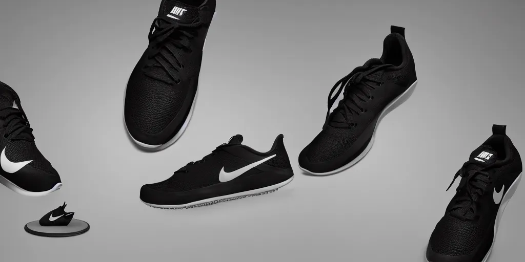 Image similar to nike shoes designed by steve jobs, realistic product photography, studio lighting