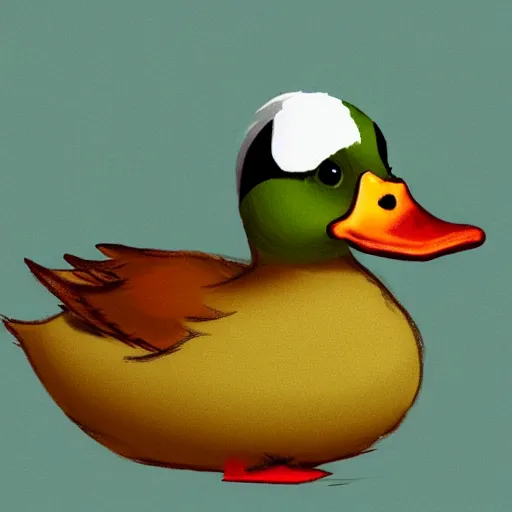 Prompt: A digital painting of a cute duck