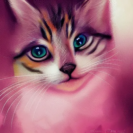 Image similar to cute kitten wearing a pink sweater, digital art, concept art, gemmy woud binnendijk, nixeu, artgerm