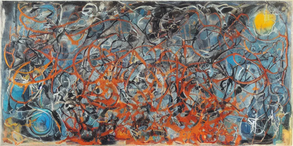 Image similar to biomechanical talisman of calm eleusian mysteries, cults, mysticism, orphic by maggi mcdonald, jackson pollock, mark rothko, sabina klein