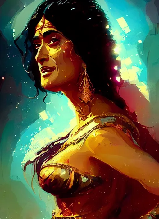 Image similar to portrait of salma hayek as dejah thoris, by ismail inceoglu