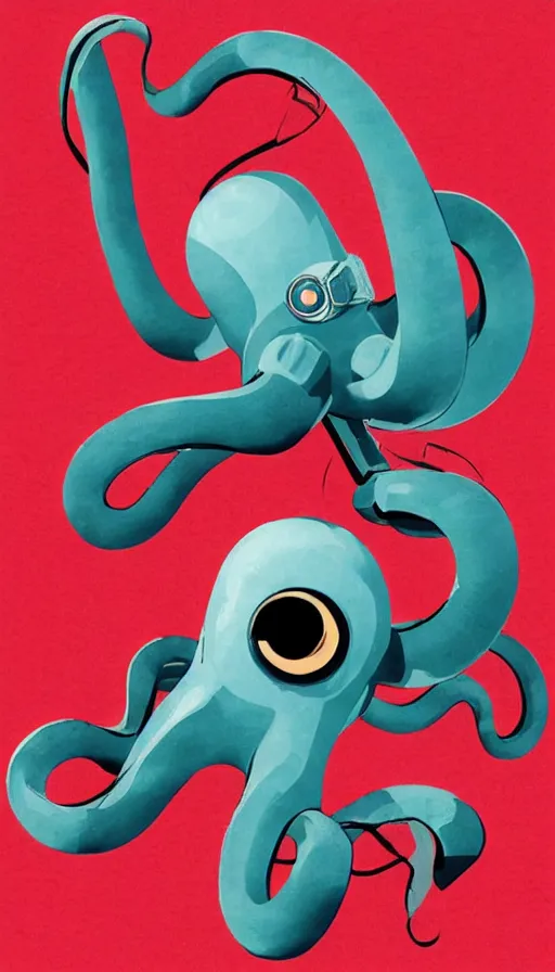 Image similar to 1 9 5 0 s retro future robot android octopus. muted colors.