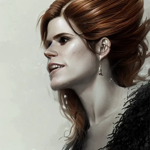 Prompt: a portrait of kate mara as a sorceress, urban motifs, intricate, elegant, highly detailed, digital painting, trending on artstation, concept art, smooth sharp focus, illustration, art by artgerm and greg rutkowski