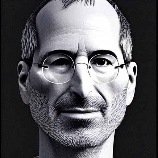 Prompt: a photograph of an apple with steve job's face. fruit. human face.