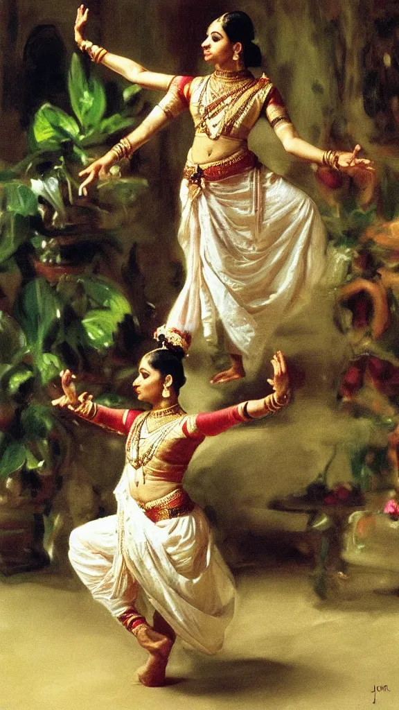 Prompt: a rabbit doing bharatanatyam in botanical room by john singer sargent, cinematic, detailed