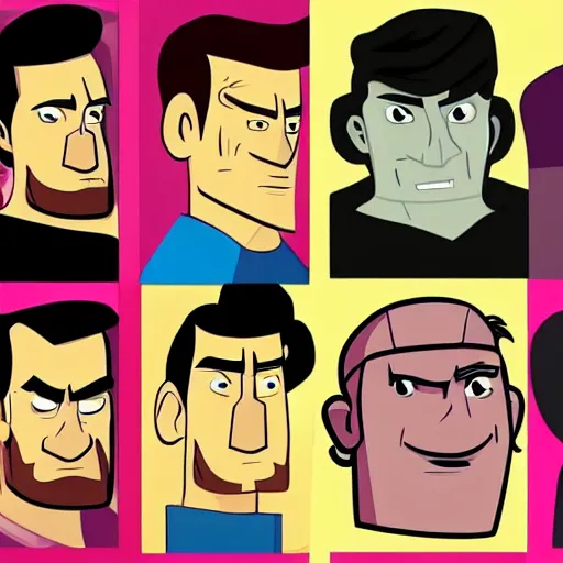 Prompt: handsome, cartoon network style, strong chin, portrait