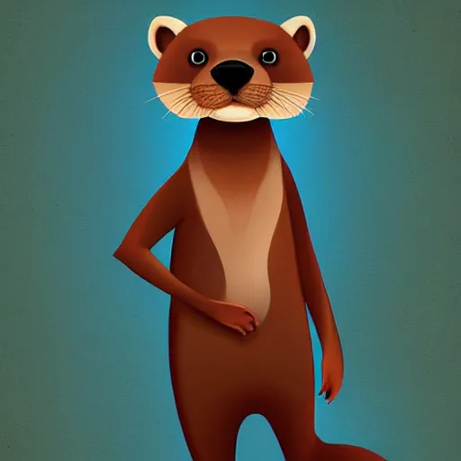 Prompt: stylized digital art expressive furry art painting by blotch and rukis of an anthro otter full body