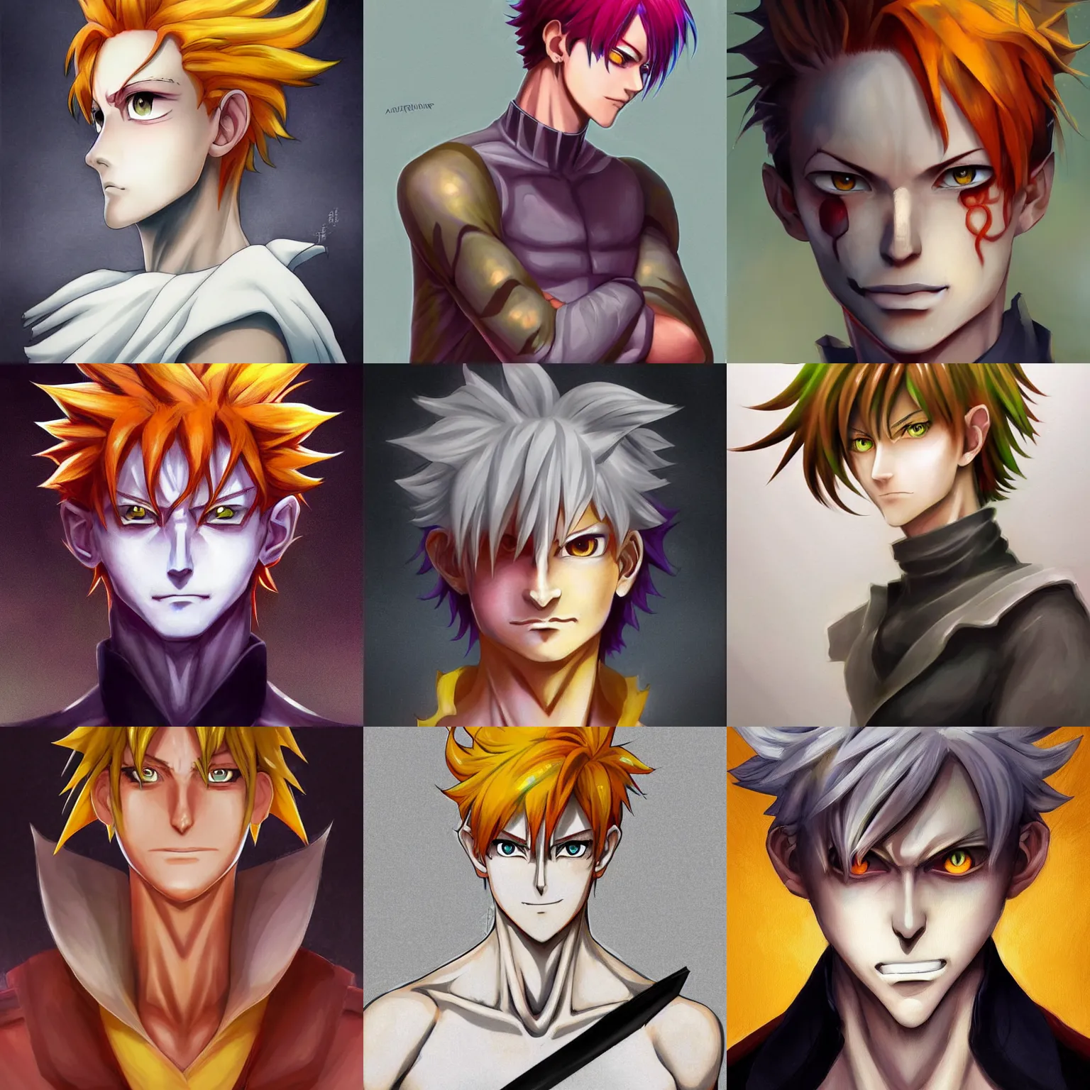 Prompt: portrait of hisoka hunter hunter crunchyroll devious male smirk upper body sharp jaw yellow eyes narrow eyes red hair, tousled medium length hair, anime, highly detailed, digital painting, artstation, key art anime sharp focus, i studio ghibli pixar and disney animation hunterpedia art by artgerm