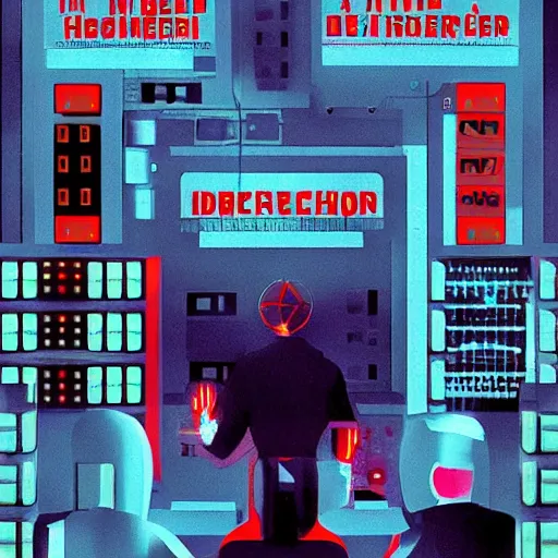 Prompt: 1 9 8 0 s hacker fighting evil demon possessed computer network trying to enslave humanity, movie poster, award winning poster art