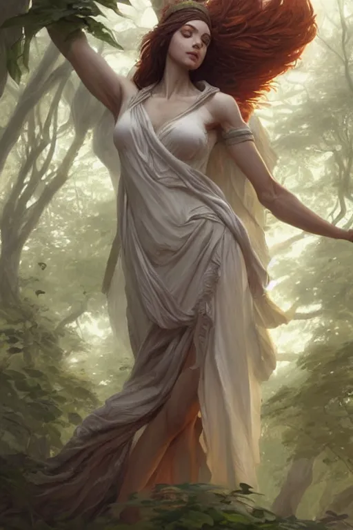 Image similar to goddess of nature, accurate anatomy, only two hands, highly detailed, digital painting, artstation, concept art, smooth, sharp focus, illustration, Unreal Engine 5, 8K, art by artgerm and greg rutkowski and edgar maxence