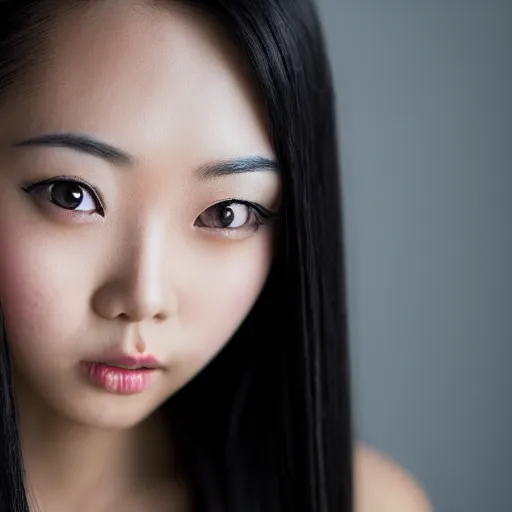Photo portrait of a young Asian woman, black hair, | Stable Diffusion ...