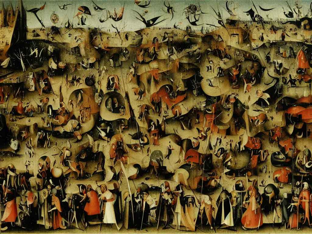 Image similar to wall street trading floor by hieronymus bosch