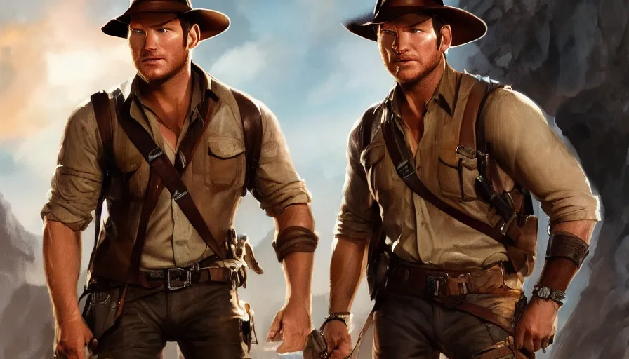 Prompt: Chris Pratt is Indiana Jones, hyperdetailed, artstation, cgsociety, 8k