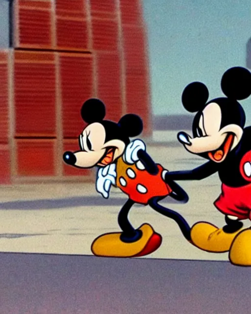 Prompt: a still of mickey mouse in akira ( 1 9 9 1 )