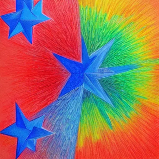 Image similar to Colored pencil art on paper, Star art abstraction, artstation, MasterPiece, Award-Winning, Caran d'Ache Luminance