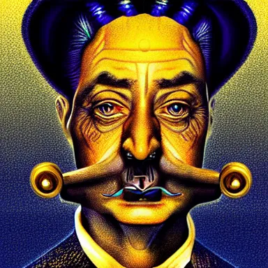 Image similar to portrait of a uncanny artist by Chor Boogie and Salvador Dali collaboration, digital art, mix of aesthetics, close up, high details