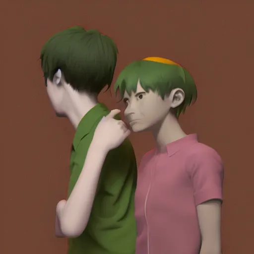 Image similar to dreams of a better life for me and shinji ikari, in the style of jamie hewlett and riyoko ikeda, 3 d render ar