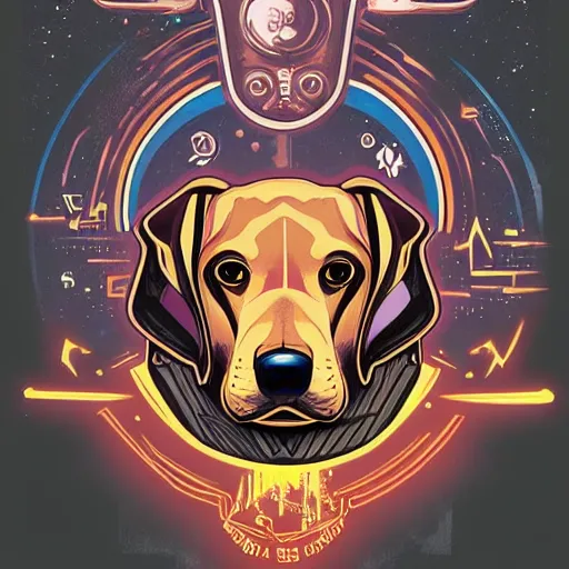 Image similar to a scifi beagle king, t shirt design, noble, epic, featured on art station