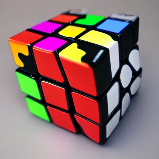 Image similar to rubiks cube skull, glossy, plastic, colorful