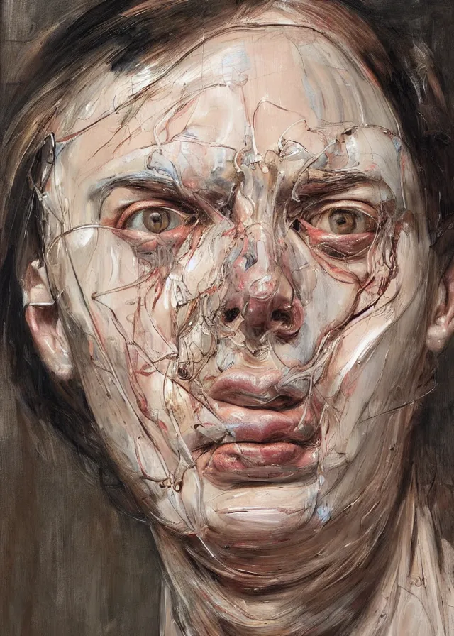 Image similar to cybernetically enhanced face, portrait by jenny saville