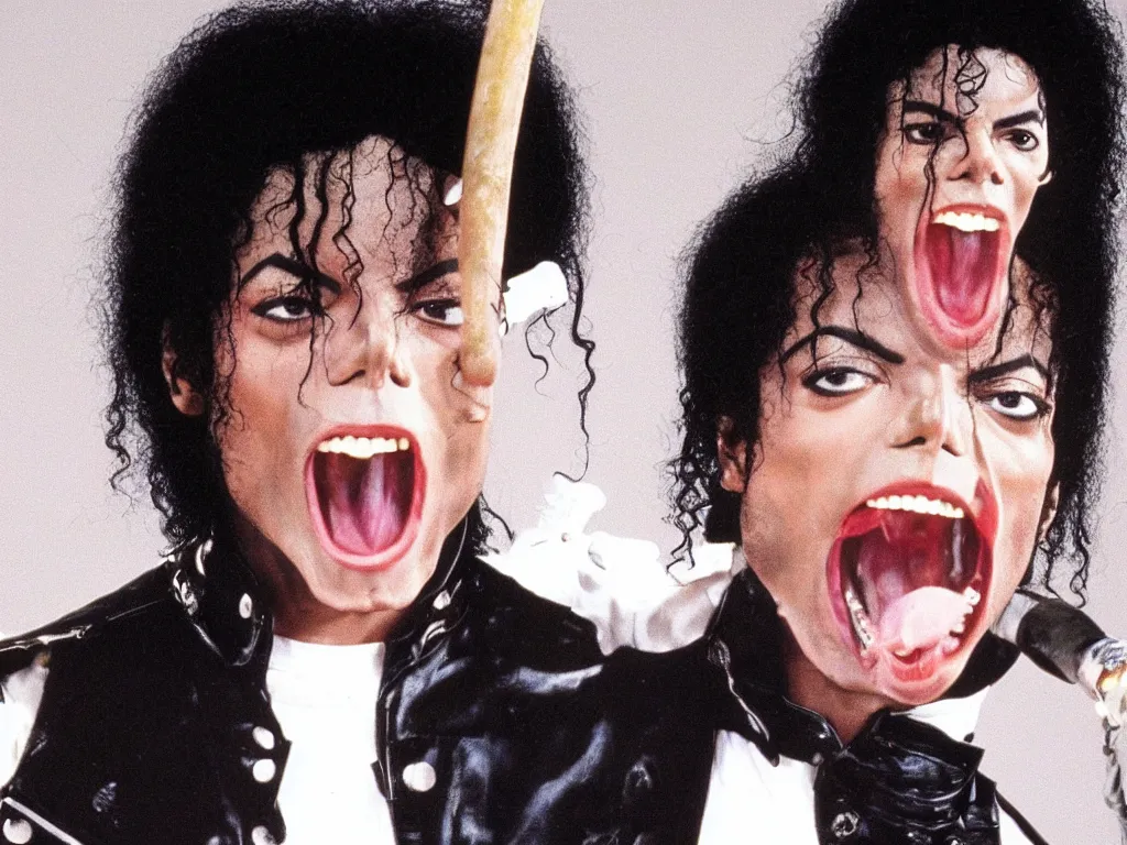 Image similar to michael jackson with an obscenely long tongue early 90s net art