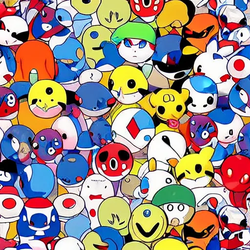 Prompt: pattern of pokeballs, 90s japanese anime, manga