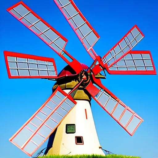 Image similar to gundam as dutch windmill in gundam anime, gundam is windmill shaped, dutch windmill gundam