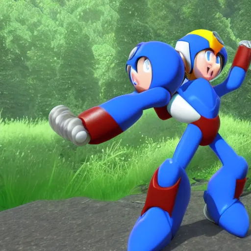 Prompt: megaman in Unreal Engine