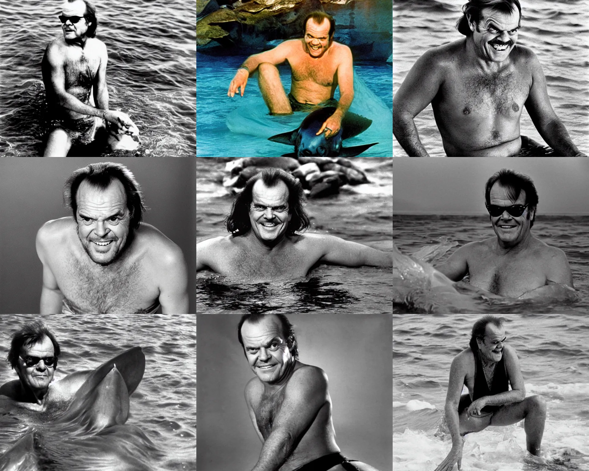 Prompt: Jack Nicholson as a merman, photograph