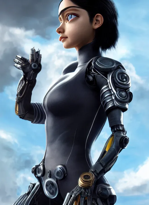 Image similar to Alita Battle Angel, digital animation, trending on artstation, full body portrait, hyper realistic render, 8k