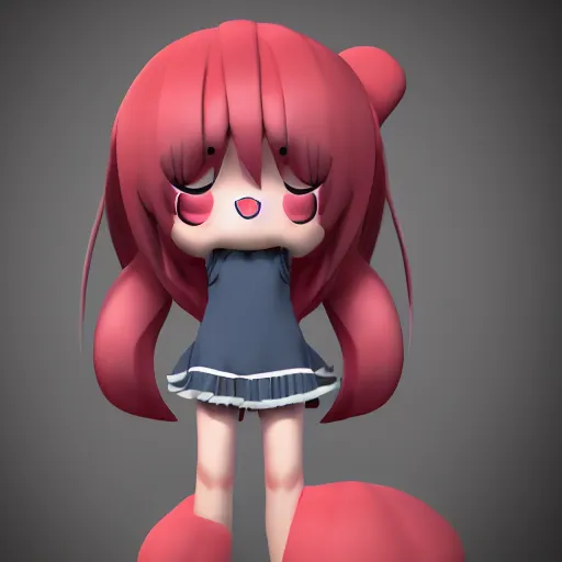 Prompt: cute fumo plush of a girl with a big heart, very long and unkempt hair, stylized pbr, subsurface scattering, blob anime, bokeh, vray
