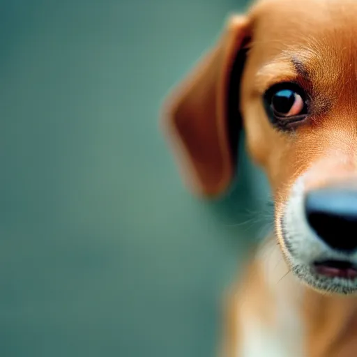 Image similar to closeup portrait of a small light brown dog licking its nose, natural light, sharp, detailed face, magazine, press, photo, Steve McCurry, David Lazar, Canon, Nikon, focus