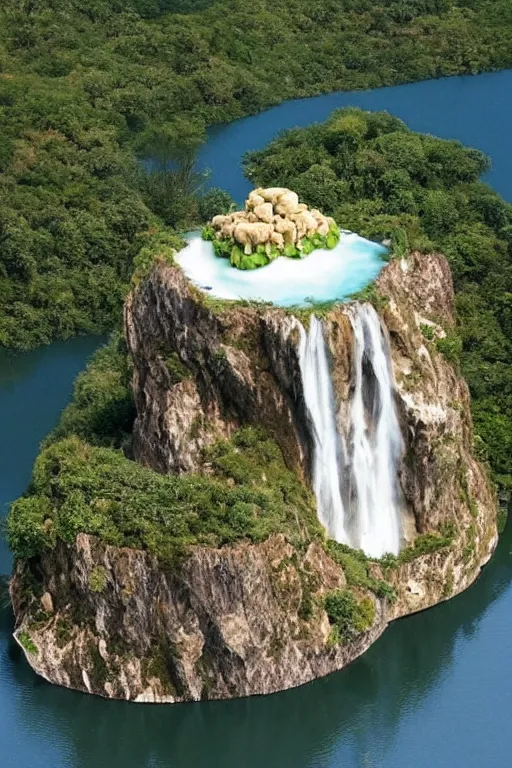 Prompt: A floating island with a very very very very very very very very very very very very very very very very beautiful waterfall