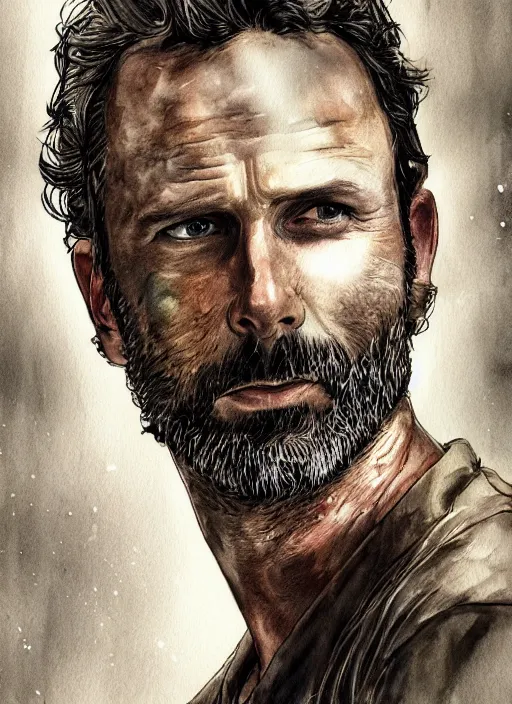 Prompt: portrait, Rick Grimes from The Walking Dead in the South Park universe, watercolor, dramatic lighting, cinematic, establishing shot, extremely high detail, foto realistic, cinematic lighting, pen and ink, intricate line drawings, by Yoshitaka Amano, Ruan Jia, Kentaro Miura, Artgerm, post processed, concept art, artstation, matte painting, style by eddie mendoza, raphael lacoste, alex ross
