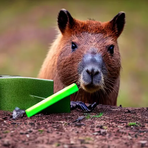 Prompt: cute capybara eating a nvidia gpu with cooling fans, chewing on a graphic card, wildlife photography, bokeh, sharp focus, 3 5 mm, taken by sony a 7 r, 4 k, award winning