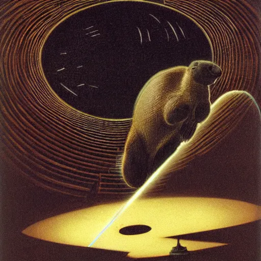 Prompt: capybara falling into a black hole by de Chirico, Giorgio