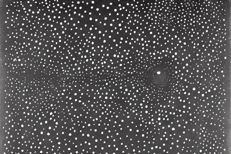 Image similar to face made out of planet, faceless people dark, dots, drip, stipple, pointillism, technical, abstract, minimal, style of francis bacon, asymmetry, pulled apart, cloak, hooded figure, made of dots, abstract, balaclava